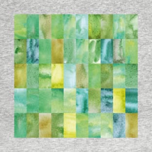 Abstract Minimal Green Watercolour Mosaic Collage. T-Shirt